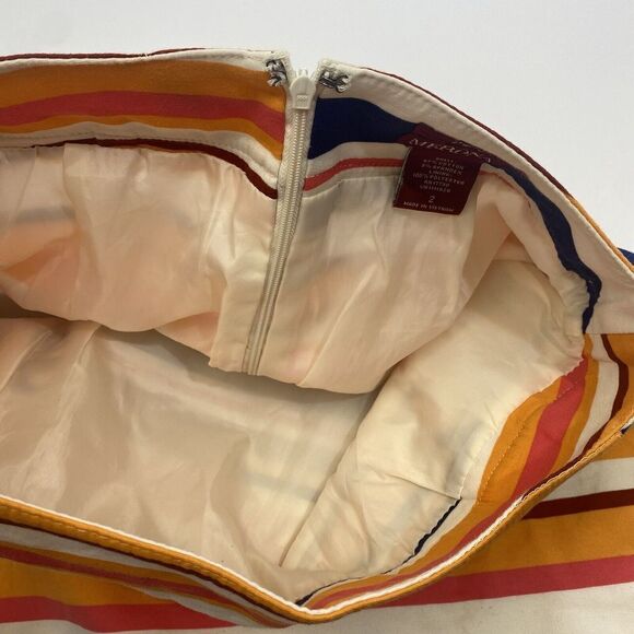 Merona Women’s Stretch Pencil Skirt Fully Lined Mid Rise Size 2 Striped Pockets - Picture 11 of 16